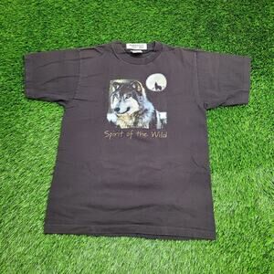 Vintage 90s Howling Wolf Shirt M/L 19x26 Black Wilderness